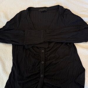 Sanctuary Black Button-Up Cardigan